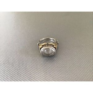 Lagos Vintage Caviar White Topaz 18k 925 Ring Sz 7